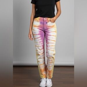 Vintage Hand Tie Dyed Colorful Lee Jeans
